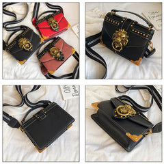 Metal Lion Head Shoulder Purse Square Mini Messenger Bag