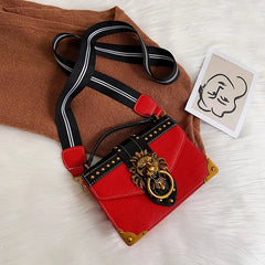 Metal Lion Head Shoulder Purse Mini Square Messenger Bag