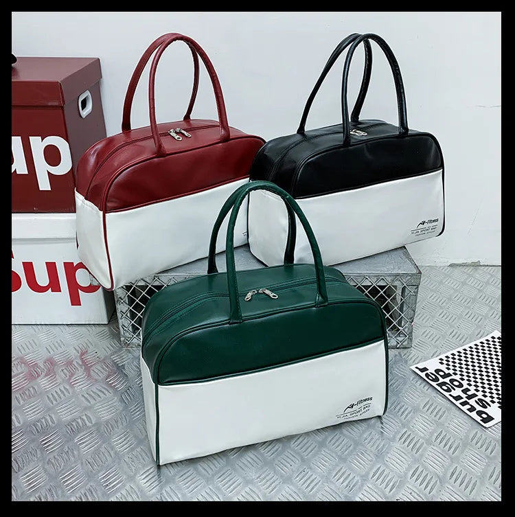Women's PU Leather Travel Bag Vintage Luggage Casual Tote