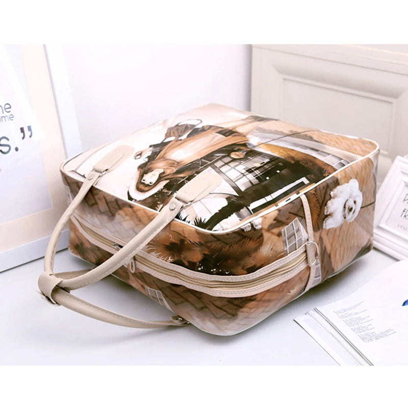 Female Printing PU Leather Women Travel Bag Large Capacity Luggage Bags