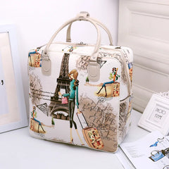 Female Printing PU Leather Women Travel Bag Large Capacity Luggage Bags