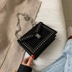 Rivet Crossbody Bag Leather Shoulder Bags for Women