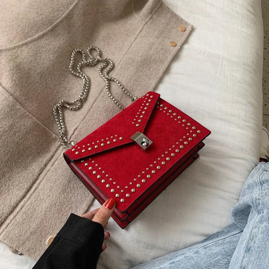 Rivet Crossbody Bag Leather Shoulder Bags for Women