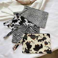 Female Square Snake Print Wristlet Clutch PU Leather Handbag