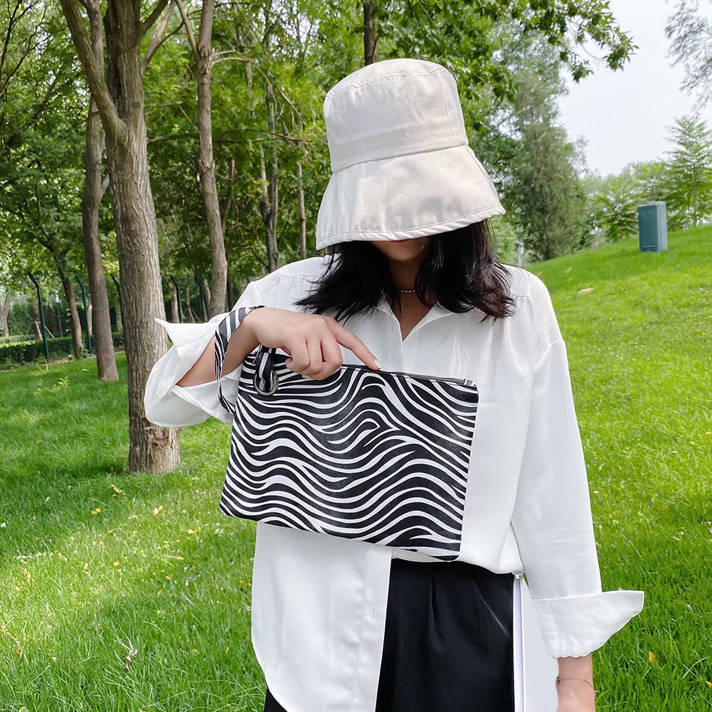 Female Square Snake Print Wristlet Clutch PU Leather Handbag