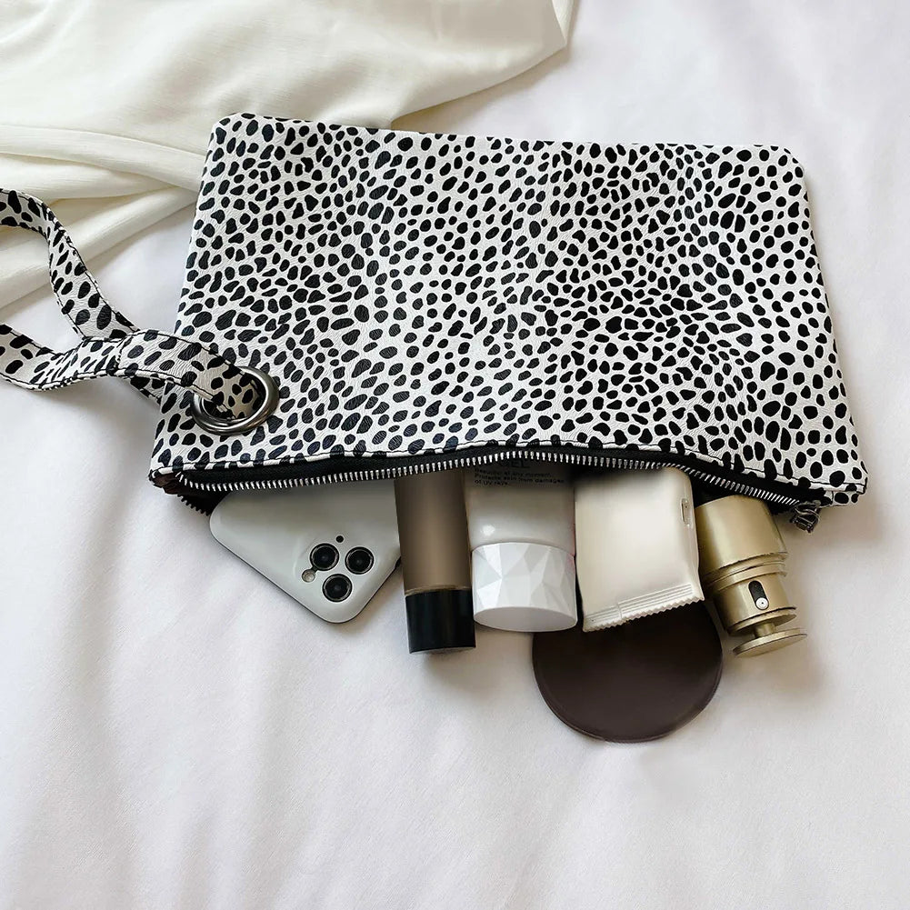Female Square Snake Print Wristlet Clutch PU Leather Handbag