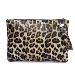 Female Square Snake Print Wristlet Clutch PU Leather Handbag