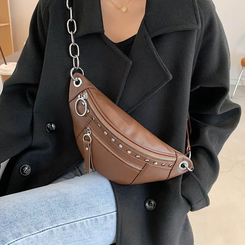Female Waist Crossbody Purse Phone Bag Belt Bag Bag Travel Pouch Leather Chest