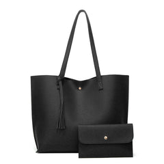 Women's PU Leather Tassel Tote Bag Solid Color Graceful Beauty Grace