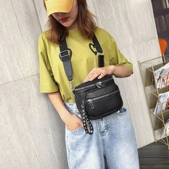 Women Handbag Multi-Pocket Tote Retro Rivets Crossbody Bag