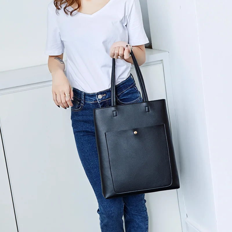 Women's Large Capacity Shoulder Bag Tote Shopper Bags PU Leather Messenger Bag
