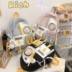 Harajuku Student Backpack Waterproof Nylon Ladies School Bags Women Travel