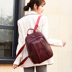 High Soft Leather Book Bags For Teenage Girls Travel Backpack