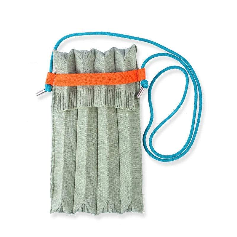Women's Knitted Pleated Small Phone Side Sling Shoulder Bag