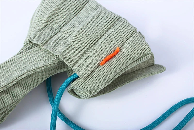 Women's Knitted Pleated Small Phone Side Sling Shoulder Bag