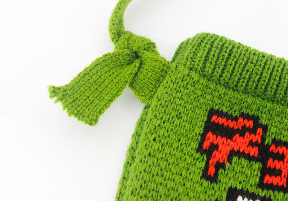 Female Ins Cartoon Pouch Bag Women Casual Knitted Small Smartph