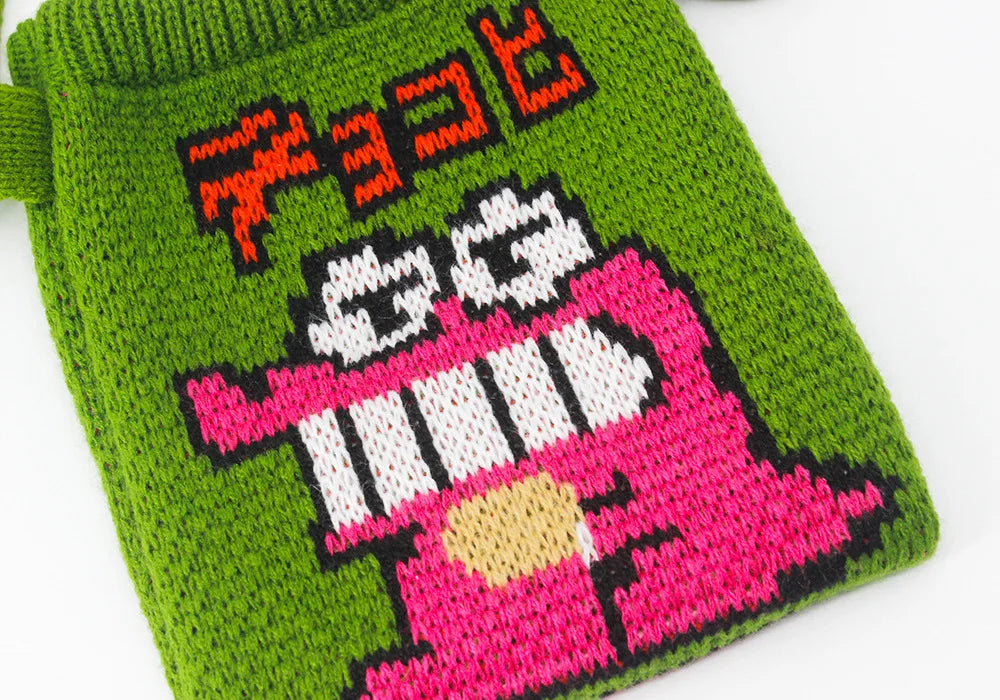 Female Ins Cartoon Pouch Bag Women Casual Knitted Small Smartph