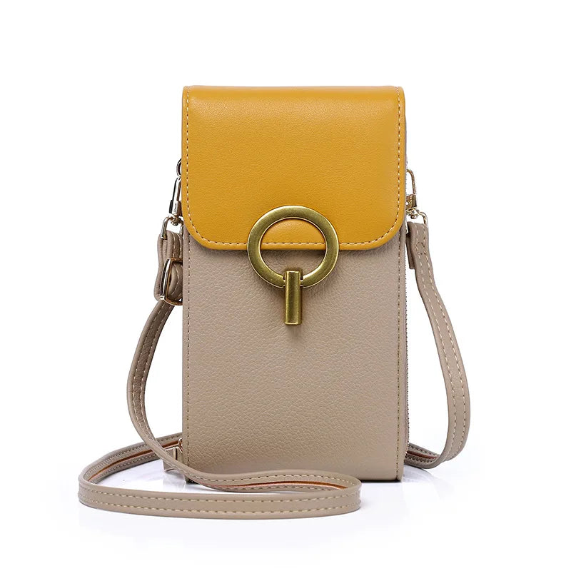 Women's Large Phone Messenger Bag Contrast Stitching Purse