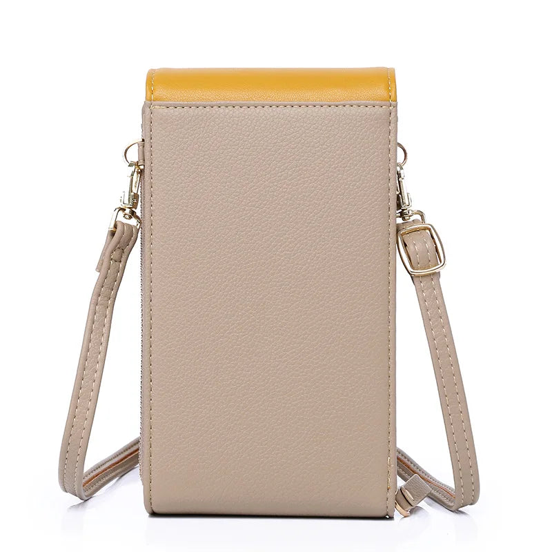 Women's Large Phone Messenger Bag Contrast Stitching Purse
