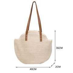 Women Straw Woven Shoulder Bag Large Capacity Casual Lady Tote