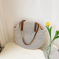 Women Straw Woven Shoulder Bag Large Capacity Casual Lady Tote