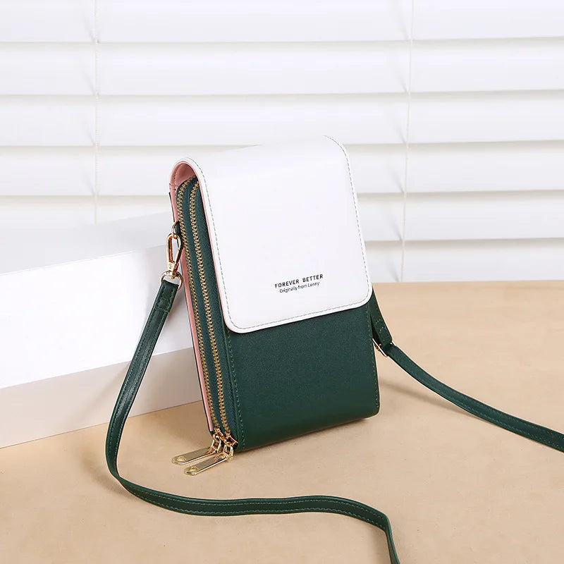 Women's Leather Crossbody Phone Bag Multifunction Purse
