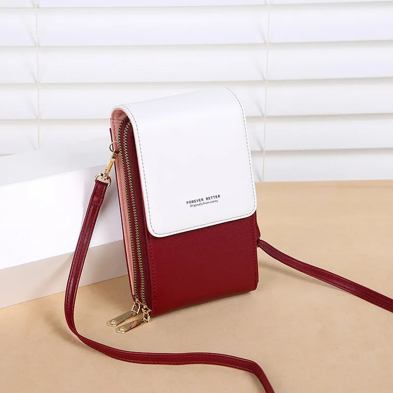 Women's Leather Crossbody Phone Bag Multifunction Purse