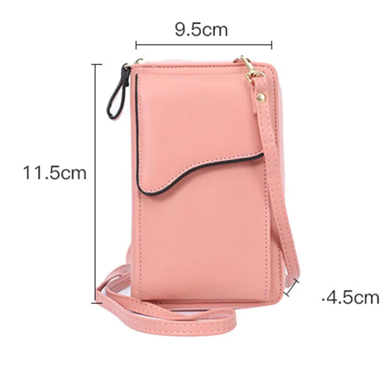 Women's Leather Long Wallet Messenger Purse Single Shoulder Bag