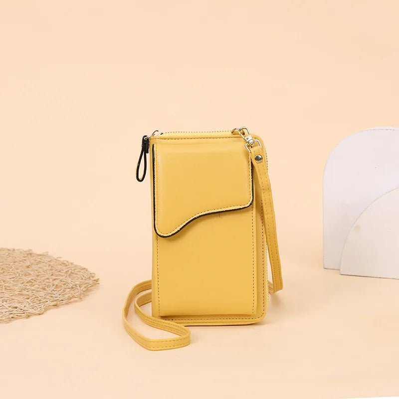 Women's Leather Long Wallet Messenger Purse Single Shoulder Bag