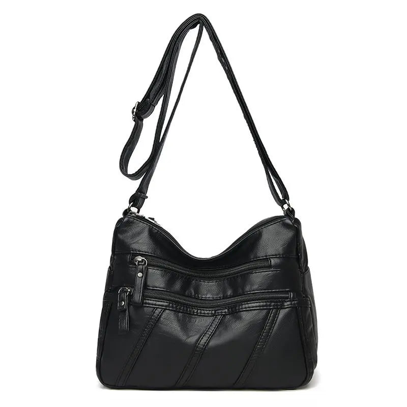 Vintage Leather Shoulder Bag for Women Crossbody Messenger Handbags
