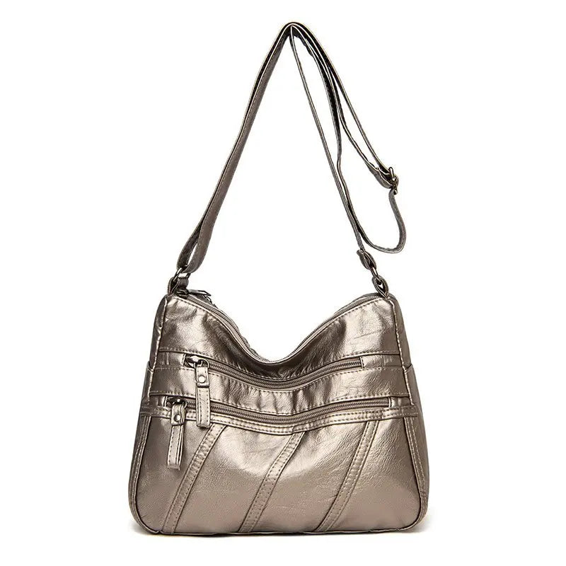 Vintage Leather Shoulder Bag for Women Crossbody Messenger Handbags