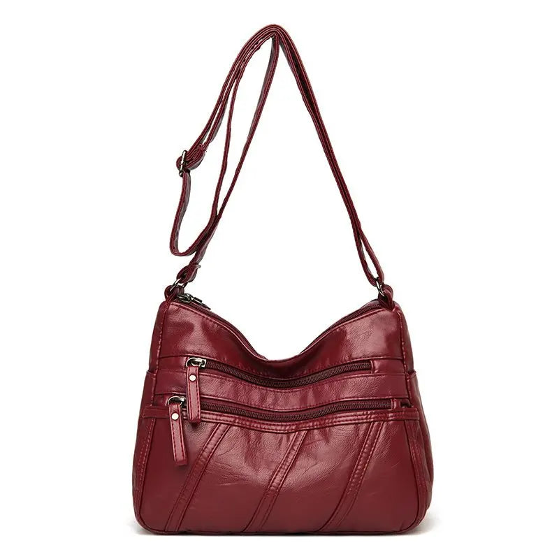 Vintage Leather Shoulder Bag for Women Crossbody Messenger Handbags