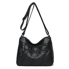 Vintage Leather Shoulder Bag for Women Crossbody Messenger Handbags
