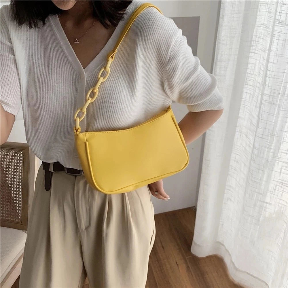 Retro Chain Handbag Women Totes Shoulder Bag Lady Zipper Soft