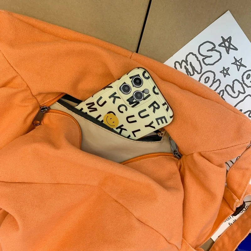 Women's Canvas Slouchy Shoulder Bag for School Laptop Overnight