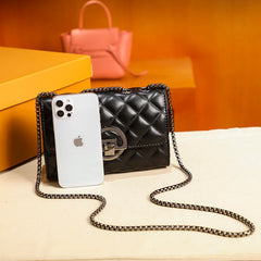 Female Quilted Shoulder Bag PU Leather Embroidery Handbag