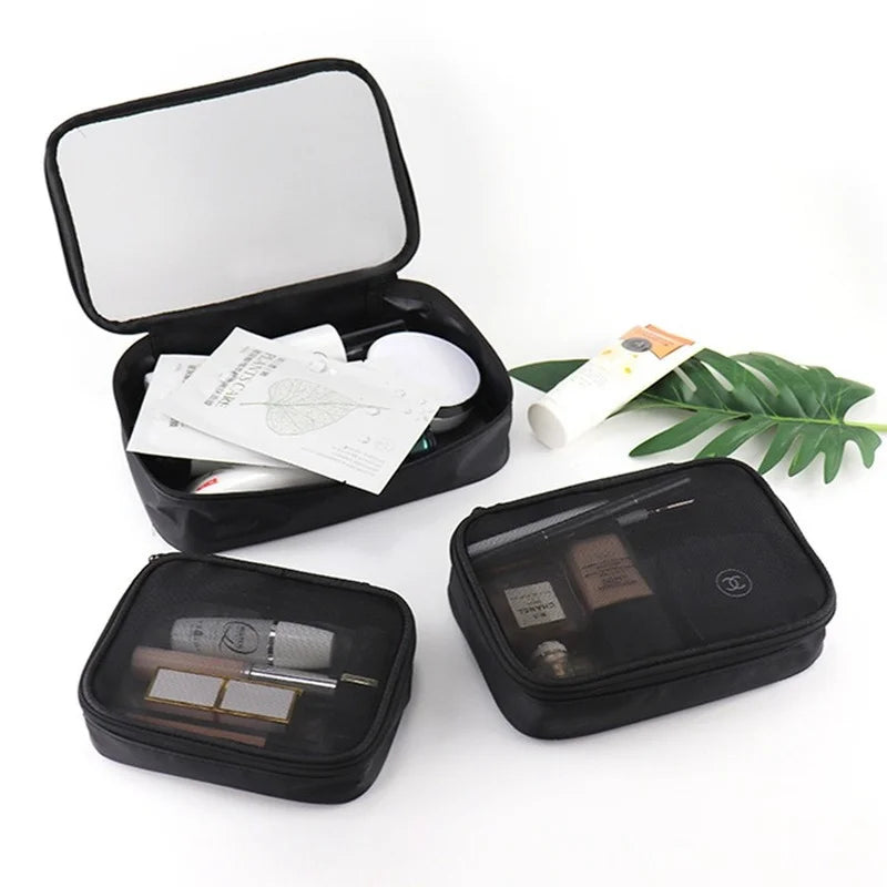 Women's Mesh Transparent Makeup Bag Travel Portable Mini Storage