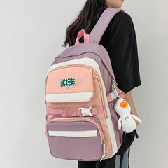 Waterproof Nylon Women Backpack with Multiple Pockets - Large Capacity