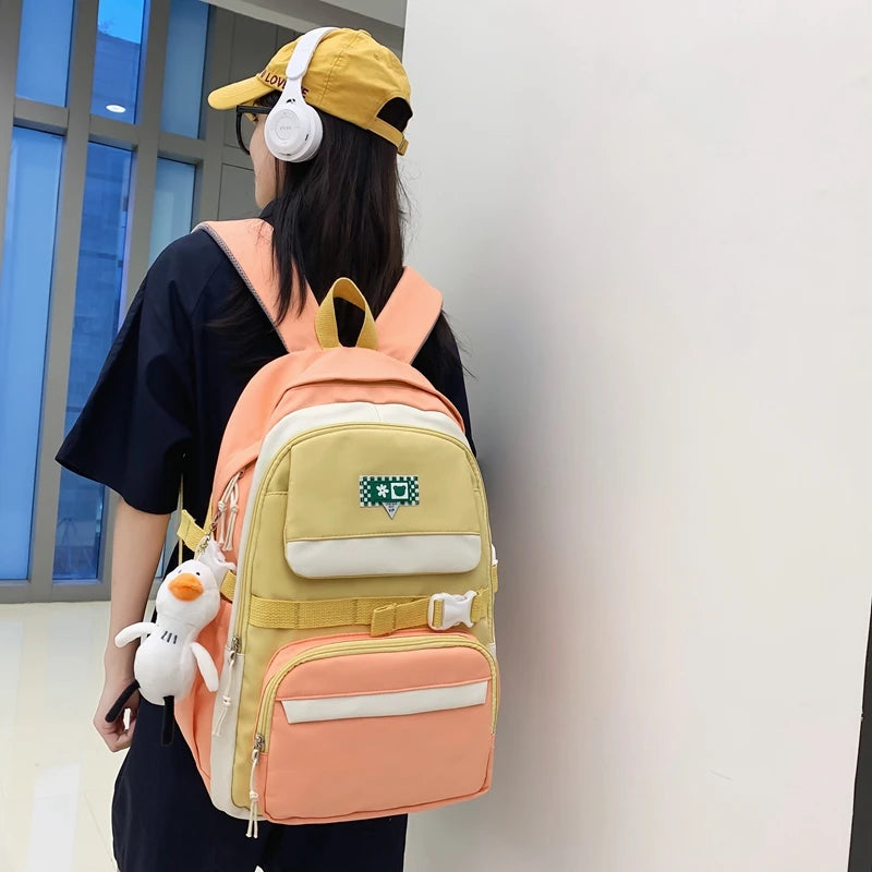 Waterproof Nylon Women Backpack with Multiple Pockets - Large Capacity