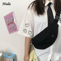 Women Canvas Waist Bag Casual Chest Bag Youth Bosom Bag