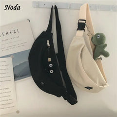 Women Canvas Waist Bag Casual Chest Bag Youth Bosom Bag