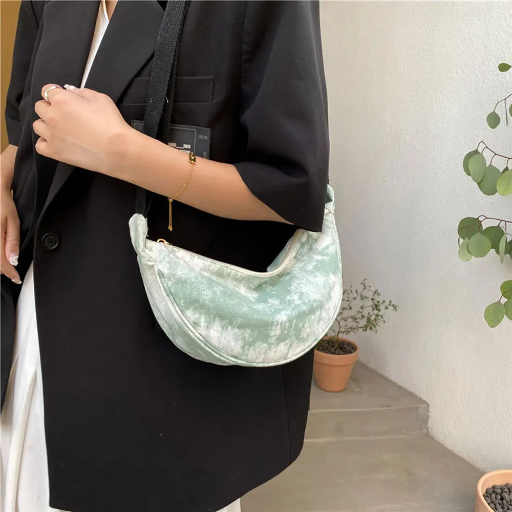 Women's Tie Dye Canvas Hobo Bag Shoulder Messenger Purse