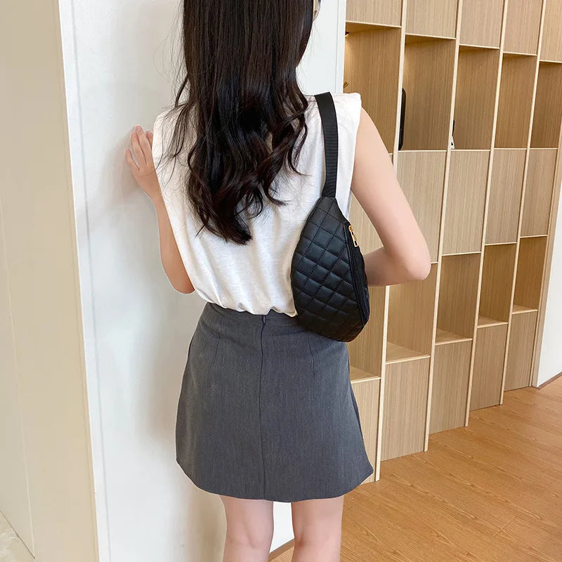 Women Plaid Waist Bag Shoulder Crossbody Chest Bag Lady Fanny Pack