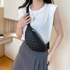 Women Plaid Waist Bag Shoulder Crossbody Chest Bag Lady Fanny Pack