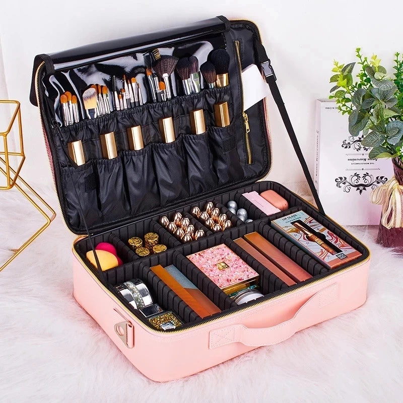 Female Makeup Bag Organizer Professional Artist Case Travel Beauty Cosmetic Box