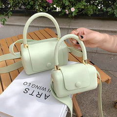 Female Leather Pillow Tote Handbag Box Clutch Solid Girl Holiday Bag