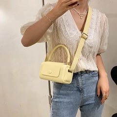 Female Leather Pillow Tote Handbag Box Clutch Solid Girl Holiday Bag