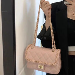 Female Pink Girl Small Fragrance Style Diamond Chain Bag