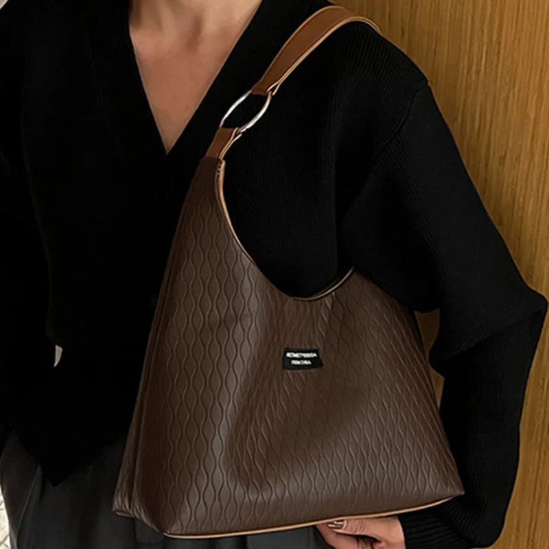 Women's Plaid Shoulder Bag Soft Leather Tote Bag