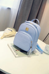 Female Preppy Style Small Backpack School Travel Pack Women Backpack PU Leather